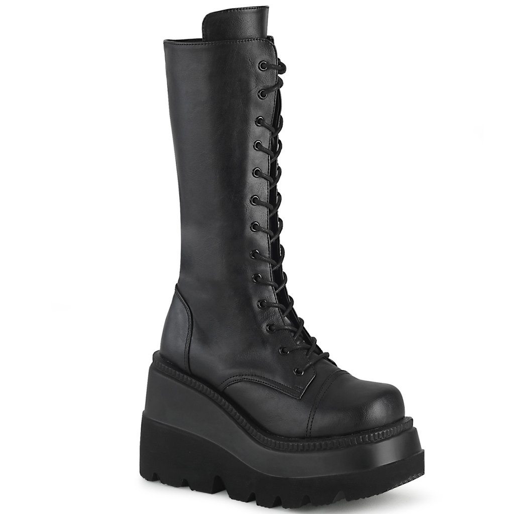 Bottes Hauteur Genoux Demonia Shaker 72 Vegan Cuir Femme - Noir 40598-VBRO